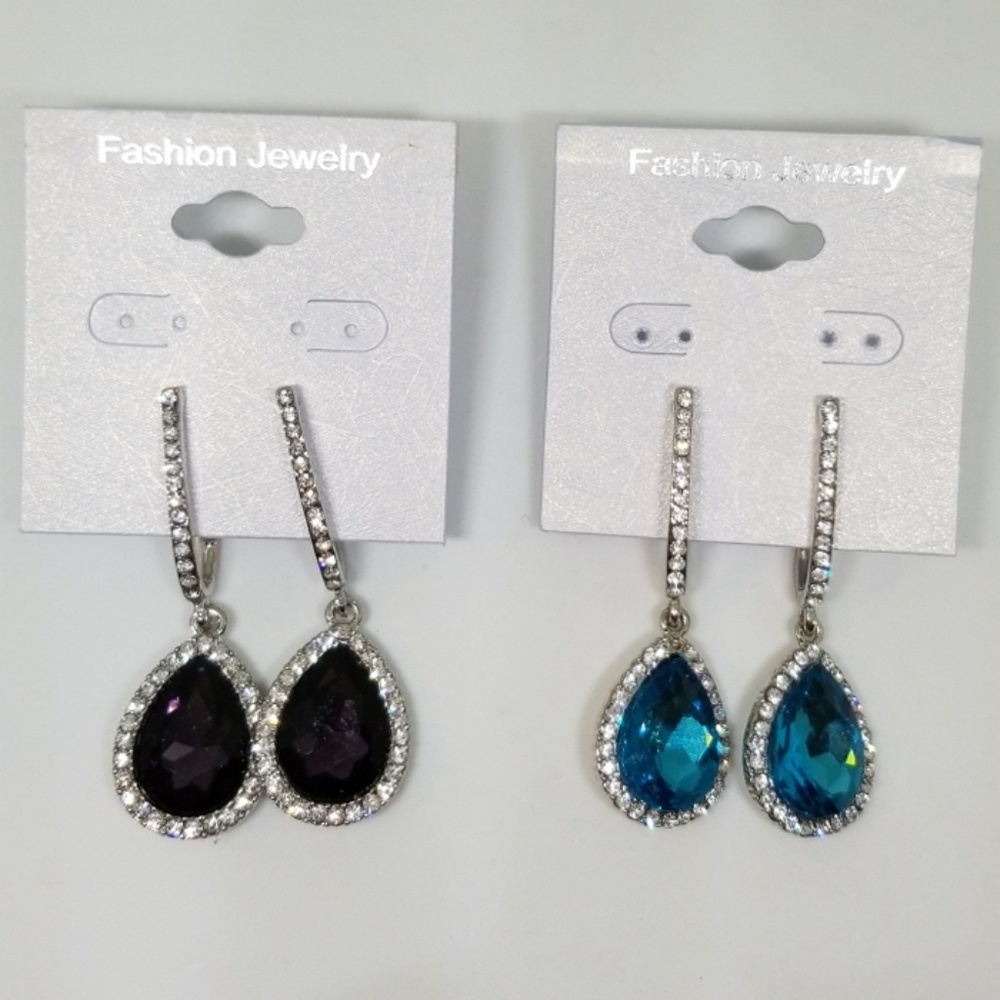 2 Pairs Dangle Drop Earrings
